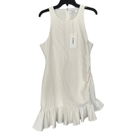 Likely Tina White Sleeveless Asymmetrical Hem Old Money Beachy Coastal Nwt Sz 12